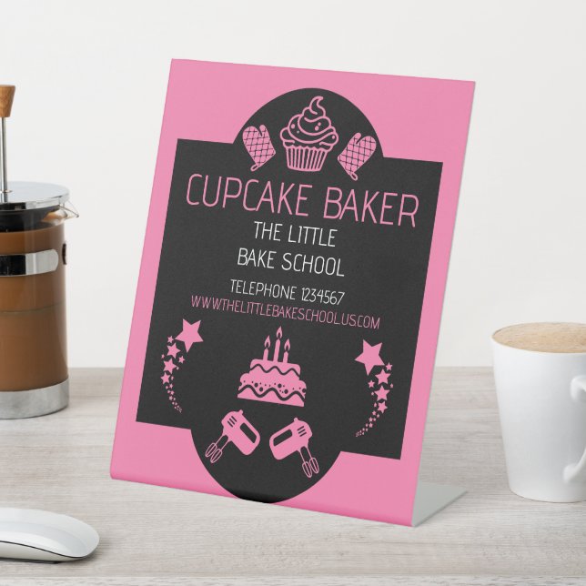 Cupcake Baking Course Pedestal Sign (In SItu)