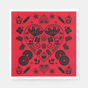 Cupcake Baking Folk Art Napkin