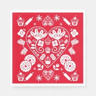 Cupcake Baking Folk Art Napkin