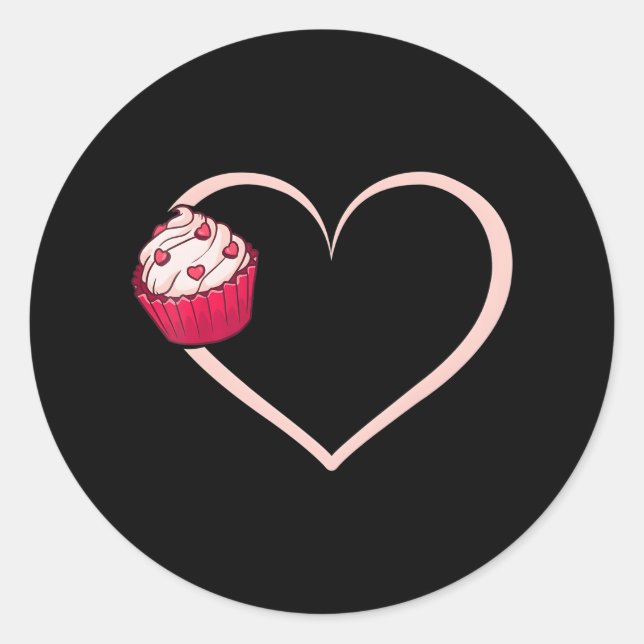 Cupcake Baking Heartbeat Love Baking Classic Round Sticker (Front)