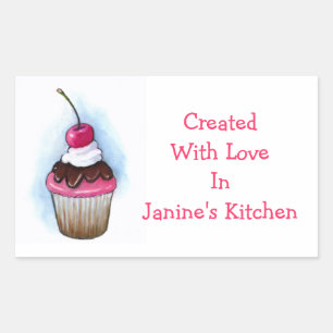 Cupcake: Baking Labels: Oil Pastel Art Rectangular Sticker