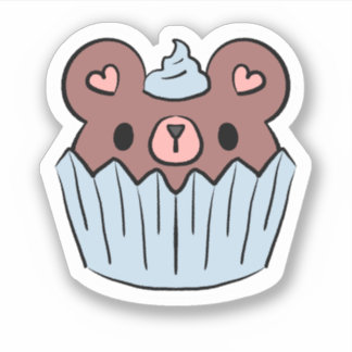Cupcake Bear Cute Kawaii Dessert Sticker