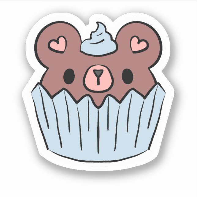 Cupcake Bear Cute Kawaii Dessert Sticker (Front)