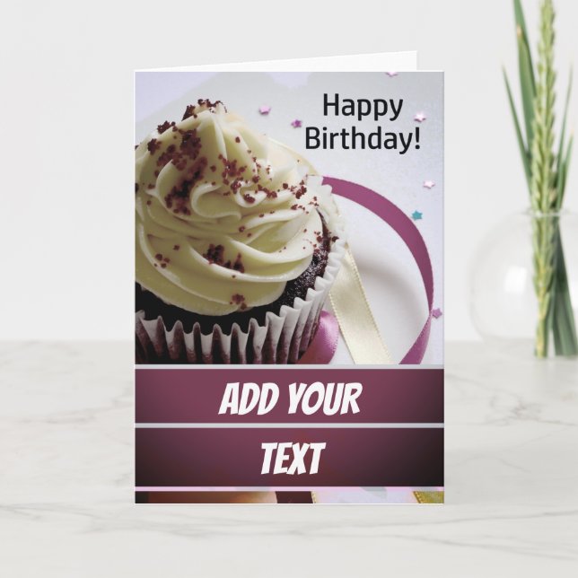 Cupcake Birthday Card / Add Your Text / Template  (Front)