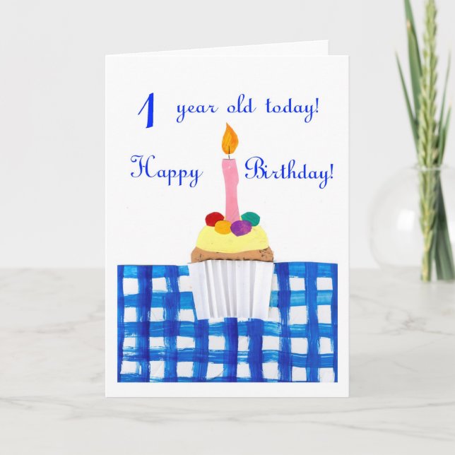 Cupcake Birthday Card for 1 year old (Front)