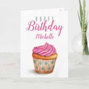 Cupcake Birthday Card with personalised name