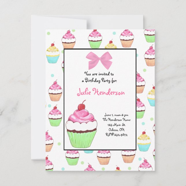 Cupcake Birthday Invitation (Front)