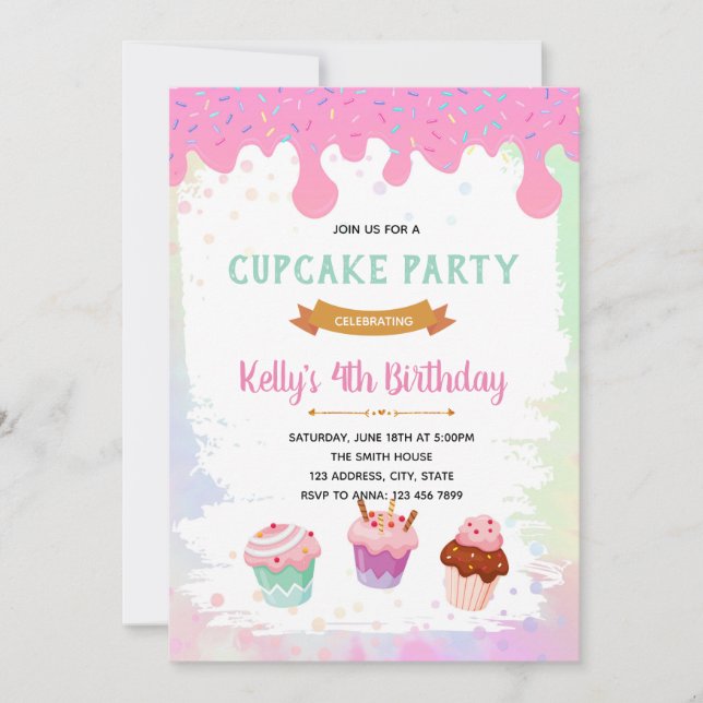 Cupcake birthday invitation (Front)