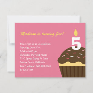 Cupcake Birthday Invitation - Pink