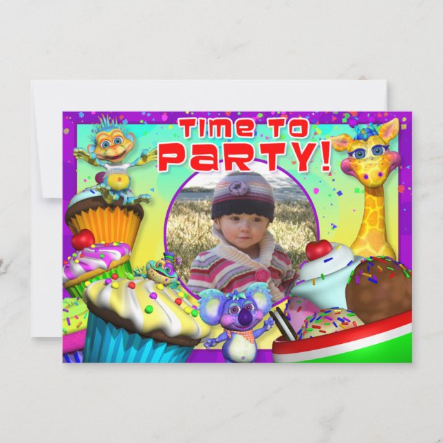 Cupcake Birthday Invite with "The GiggleBellies" (Front)