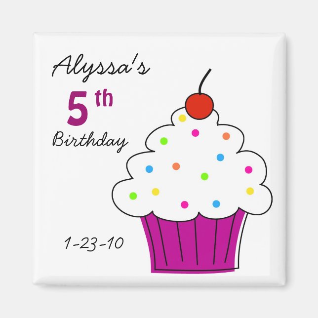 Cupcake Birthday Magnets (Front)