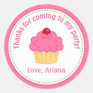 Cupcake Birthday Party Favour Tag Sticker