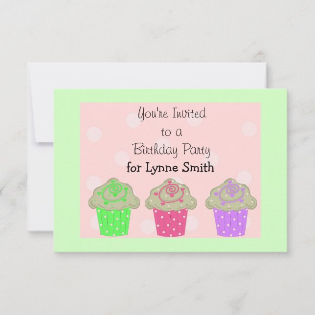 Cupcake Birthday Party Invitation (Front)