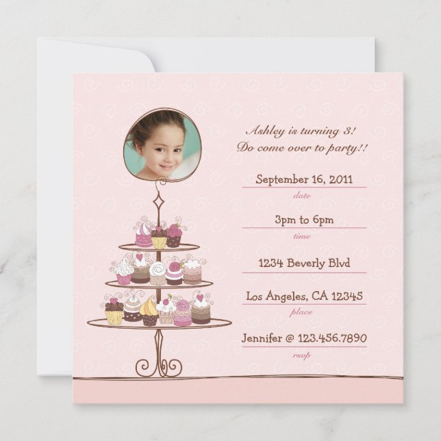 Cupcake Birthday Party Invitation (Front)