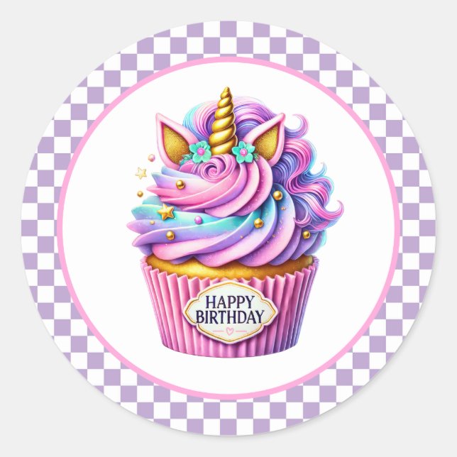 Cupcake Birthday Stickers (Front)
