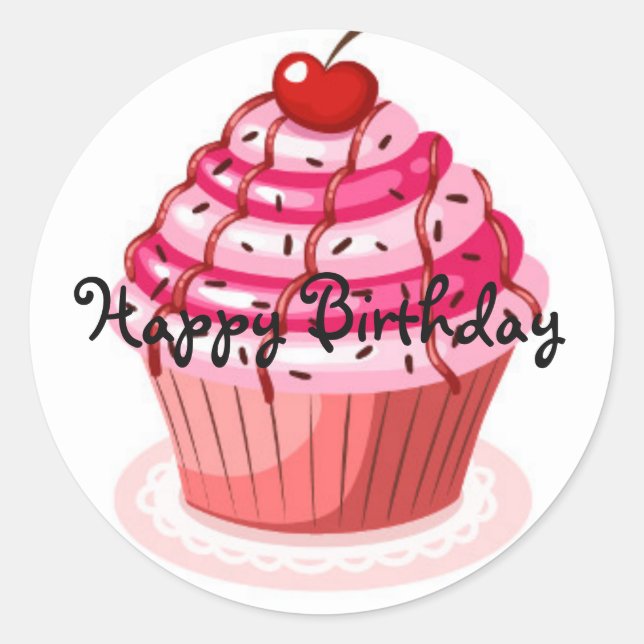 Cupcake Birthday Stickers (Front)