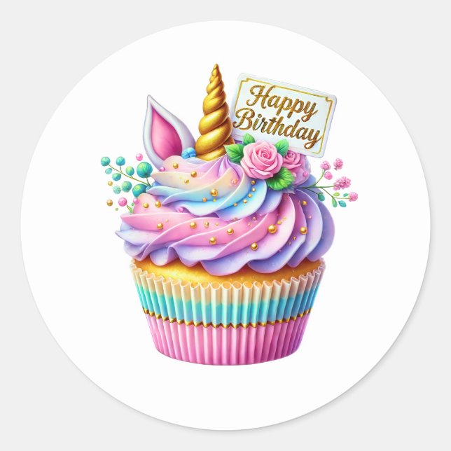 Cupcake Birthday Stickers (Front)