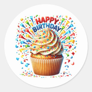 Cupcake Birthday Stickers
