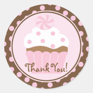 Cupcake Birthday Thank You Sticker