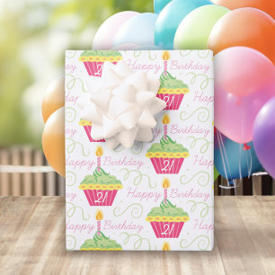 Cupcake Birthday Wrapping Paper Sheet