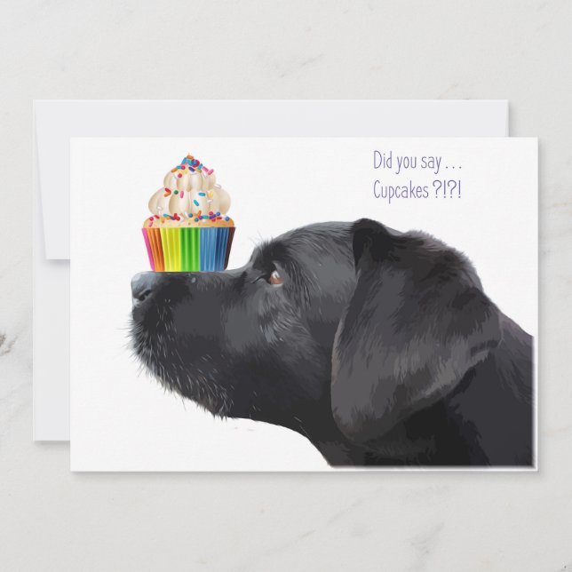Cupcake - Black Lab Invitation (Front)