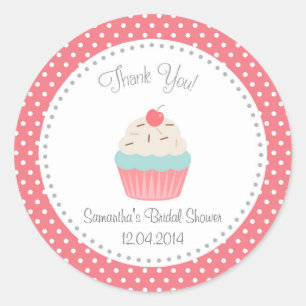Cupcake Bridal Shower Thank You Sticker