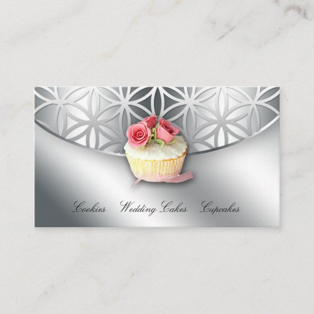 Cupcake Business Card Bakery Flower of Life Cool (Front)