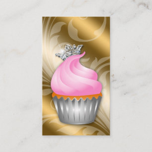 Cupcake Business Card Crown Classy Gold Bronze