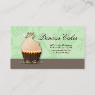 Cupcake Business Card Crown Mint Brown Cream