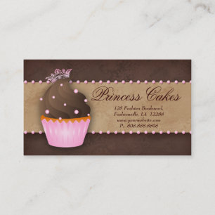 Cupcake Business Card Crown Pink Brown Caramel