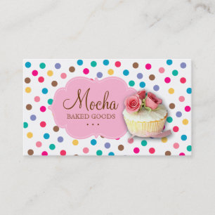 Cupcake Business Card Cute Polka Dots
