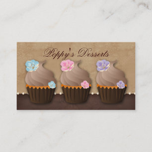 Cupcake Business Card Flower Pink Blue Purple