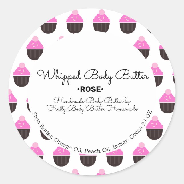 Cupcake Butter Bath Branding Packaging Classic Round Sticker (Front)