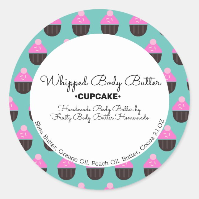 Cupcake Butter Bath Branding Packaging Classic Round Sticker (Front)