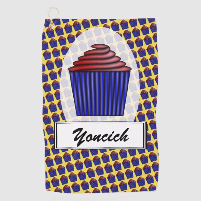 Cupcake by Kenneth Yoncich Golf Towel (Front)