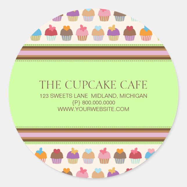 Cupcake Cafe | Bakery Business Stickers (Front)