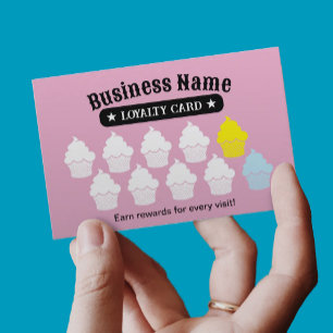 Cupcake Cake Bakery Cute Pink Customer Loyalty Card