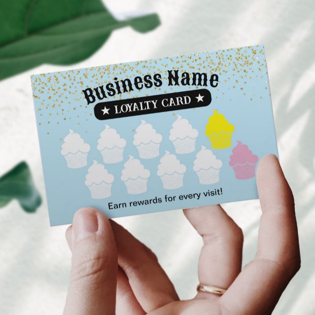 Cupcake Cake Bakery Light Blue Customer Loyalty Card (Creator Uploaded)