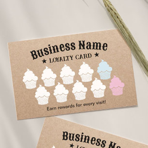 Cupcake Cake Bakery Rustic Kraft Loyalty Reward Card