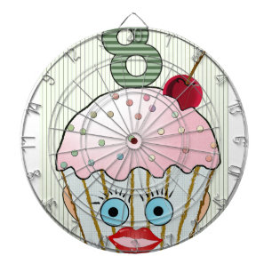 Cupcake Cake Birthday Pattern Face Eye Cute Eight Dartboard