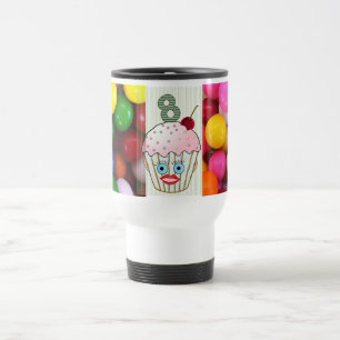 Cupcake Cake Birthday Pattern Face Eye Cute Eight Travel Mug