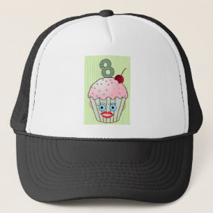 Cupcake Cake Birthday Pattern Face Eye Cute Eight Trucker Hat