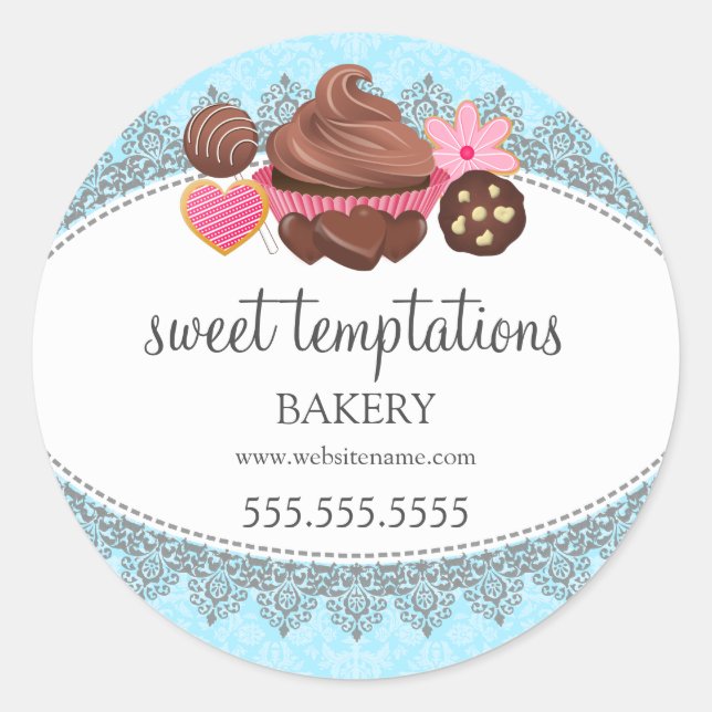 Cupcake Cake Pops Cookie Bakery Packaging Classic Round Sticker (Front)