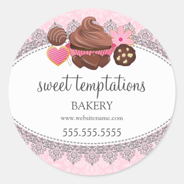 Cupcake Cake Pops Cookie Bakery Packaging Classic Round Sticker (Front)