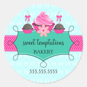 Cupcake Cake Pops Cookie Bakery Packaging Classic Round Sticker