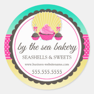 Cupcake Cake Pops Seashell Bakery Box Seals