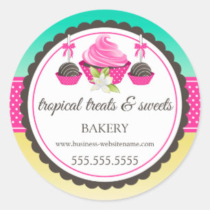 Cupcake Cake Pops Tropical Bakery Box Seals