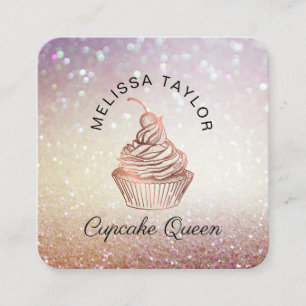 Cupcake Cakes & Sweets Home Bakery Rustic Vintage Square Business Card