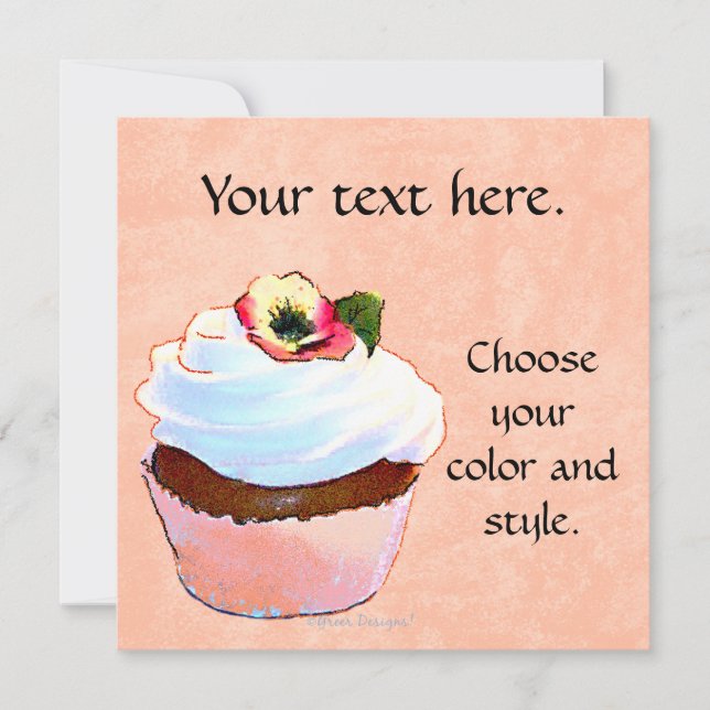 Cupcake Card Invitation Party (Front)