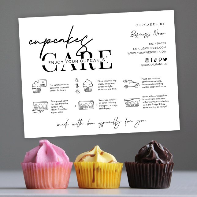Cupcake Care Card Minimalist Bakery Thank You Card (Creator Uploaded)